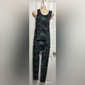 Floral Black and Blue Shirt and Leggings